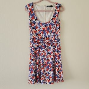 Ralph Lauren Black Label Leaf Print Mini Dress - Red, Blue, White